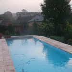 Outdoor pool with massive heat loss by evaporation